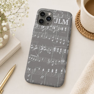 Funda Para iPhone 11 Pro Partitura vintage en gris y blanco Signature