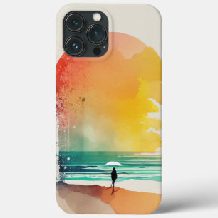 Funda Para iPhone 13 Pro Max Pasear por el Waves Resumen de Arte de Playa