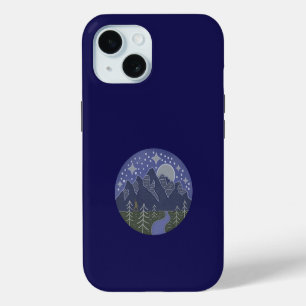 Funda Para iPhone 15 Paseo de Bigfoot en una noche estrellada Arte po