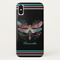 Pastel Abstract Dragonfly Black