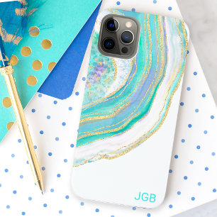 Funda Para iPhone 12 Pastel Acuario y Ágata Púrpura con Monograma