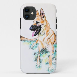 Funda Para iPhone 11 Pastel al agua Pastor Alemán Malinois