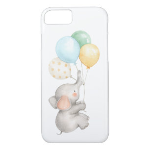 Funda Para iPhone 8/7 Pastel de Agua Elefante Bebé Con Globos