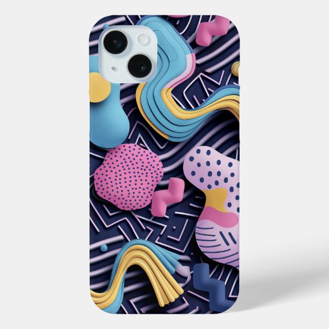 Funda De Case-Mate Para iPhone Pastel de líneas con formas redondeadas (Reverso )