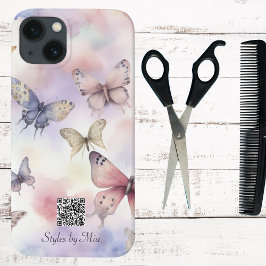 Funda Para iPhone 13 Pastel de mariposas Código QR para empresas o pers