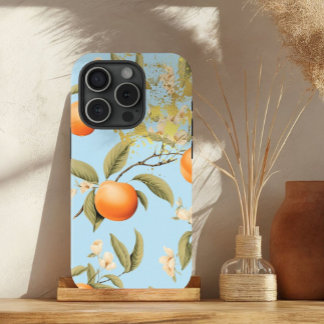 Funda Para iPhone 15 Pastel de moda Azul, Naranja y Apricot de oro