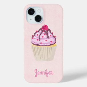 Funda Para iPhone 15 Pastel dulce con frambuesa en el Personalizado sup