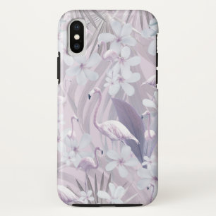 Funda Para iPhone X Pastel Flamingo Jungle Amor por el arte #tropical
