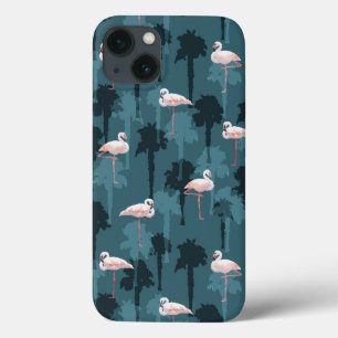 Funda Para iPhone 13 Pastel Flamingos En Verde azulado
