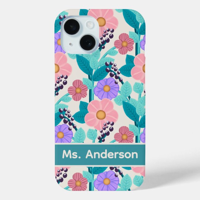 Funda De Case-Mate Para iPhone Pastel Floral (Reverso )