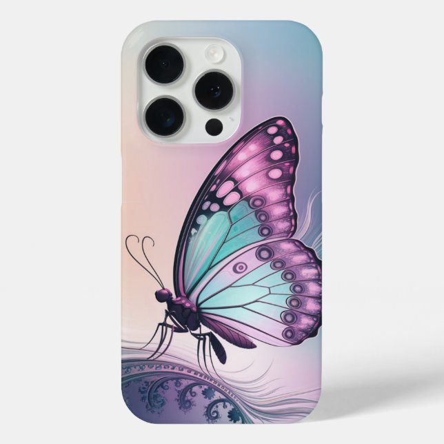 Funda De Case-Mate Para iPhone Pastel Fractal Butterfly Art (Reverso )