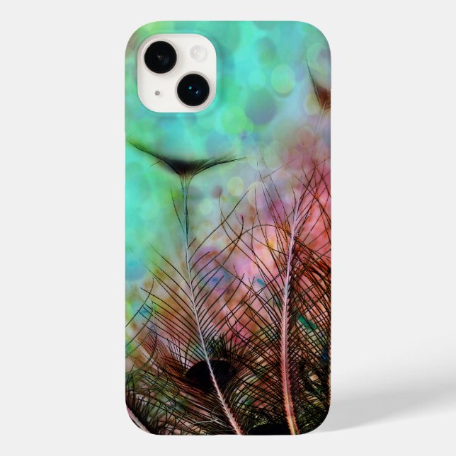 Funda De Case-Mate Para iPhone Pastel Peacock Feathers (Reverso )