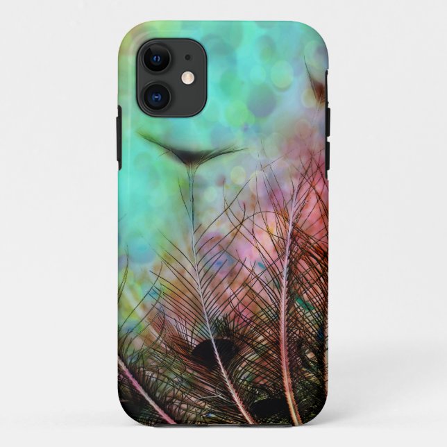 Funda De Case-Mate Para iPhone Pastel Peacock Feathers (Reverso)
