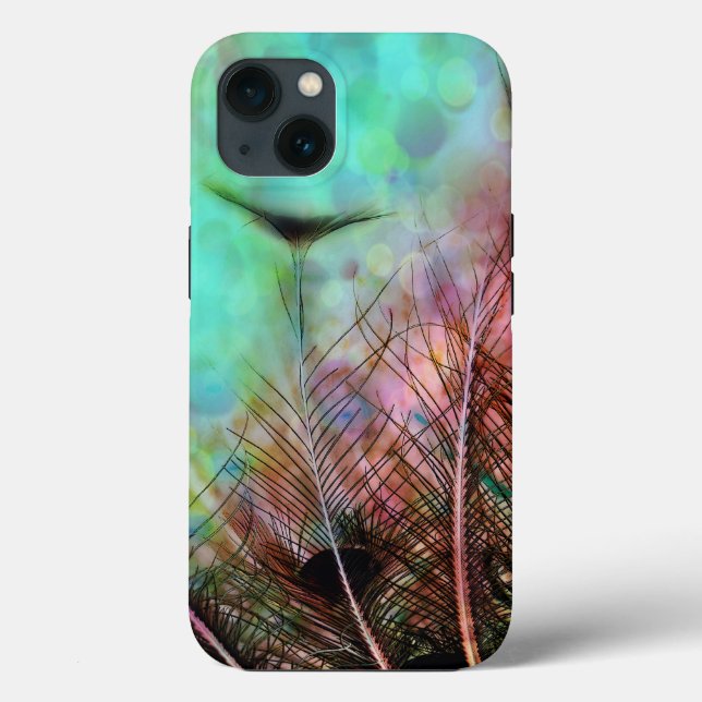 Funda De Case-Mate Para iPhone Pastel Peacock Feathers (Reverso )