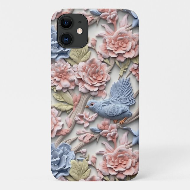 Funda De Case-Mate Para iPhone Pastel Rococo Floral Con Pájaro (Reverso)