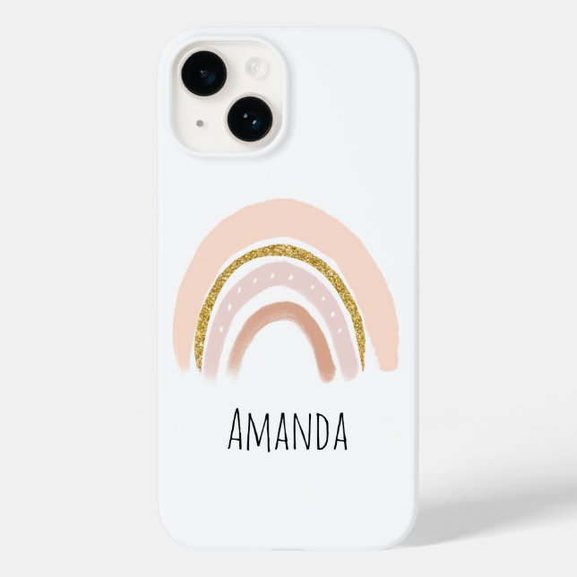 Funda De Case-Mate Para iPhone Pastel rosa y falso Purpurina Rainbow Boho (Reverso )