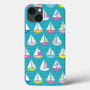 Funda Para iPhone 13 Pastel Sailboat Pattern