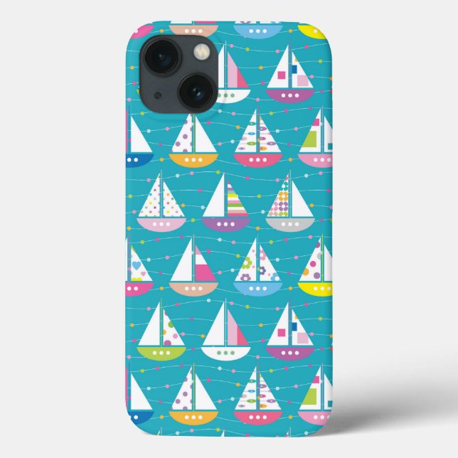 Funda De Case-Mate Para iPhone Pastel Sailboat Pattern (Reverso)