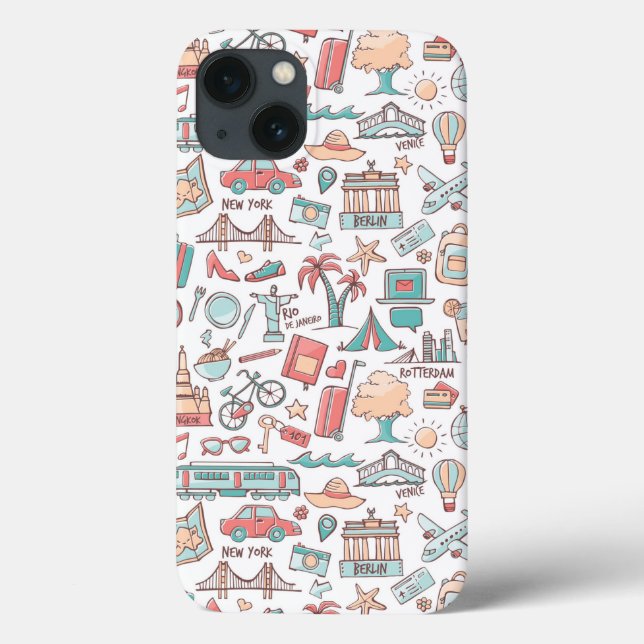 Funda De Case-Mate Para iPhone Pastel Tourist Pattern (Reverso)