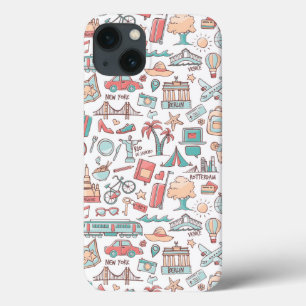Funda Para iPhone 13 Pastel Tourist Pattern