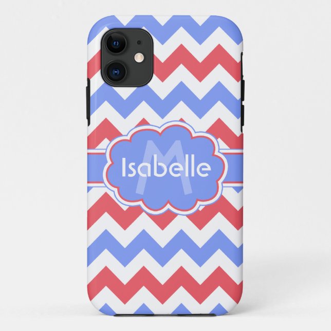 Funda De Case-Mate Para iPhone Pastel Zigzag Monogrammed (Reverso)