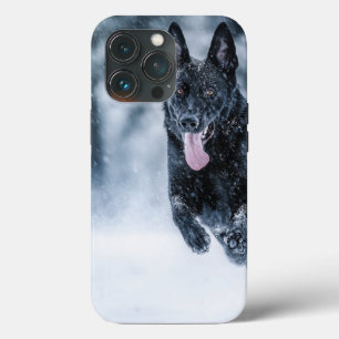 Funda Para iPhone 13 Pro Pastor alemán negro con cubierta de Duvet de nieve