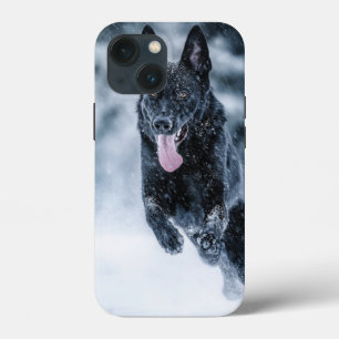 Funda Para iPhone 13 Mini Pastor alemán negro con cubierta de Duvet de nieve
