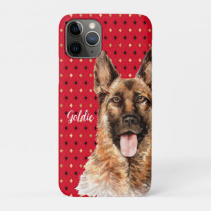 Funda Para iPhone 11 Pro Pastor Alemán Personalizado Acuarela