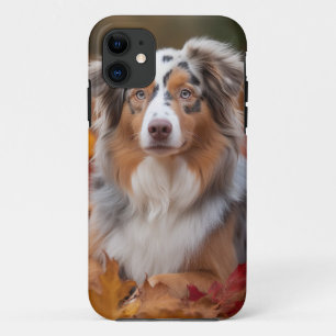 Funda Para iPhone 11 Pastor Australiano en otoño las hojas que caen ins