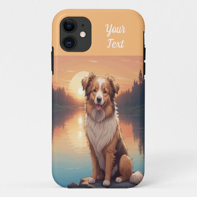 Funda De Case-Mate Para iPhone Pastor Collie junto al lago (Reverso)