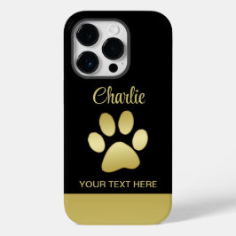 Funda Para iPhone 14 Pro De Case-Mate Pata de perro brillante dorada sobre fondo negro