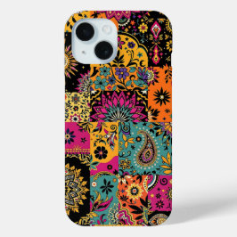 Funda Para iPhone 15 Patchwork bohemias Mandala y Paisley Pattern