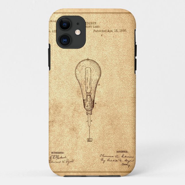 Funda De Case-Mate Para iPhone Patente De Bombilla Edison (Reverso)
