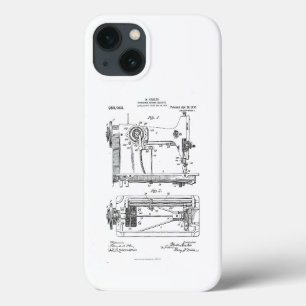 Funda Para iPhone 13 Patente Hemstitch Vintage de máquina de coser