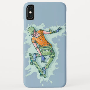 Funda Para iPhone XS Max Patinador Volador Coloreado, Ilustración Divertida