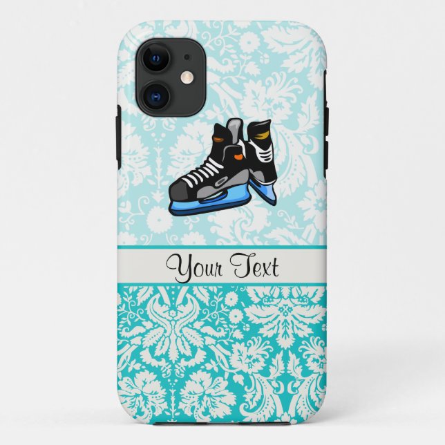 Funda De Case-Mate Para iPhone Patines de hockey; Damask (Reverso)