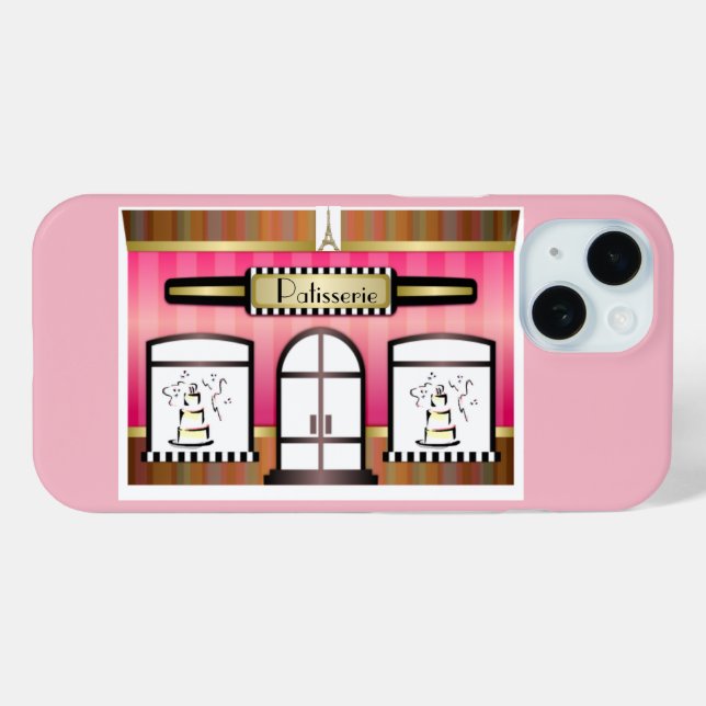 Funda De Case-Mate Para iPhone Patisserie francesa rosa de París (Reverso (Horizontal) )