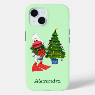 Funda Para iPhone 15 Pato de Navidades blancos cortos con una corona
