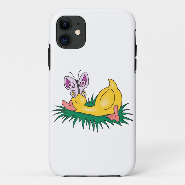 Funda De Case-Mate Para iPhone pato dormido y mariposa lindos (Reverso)