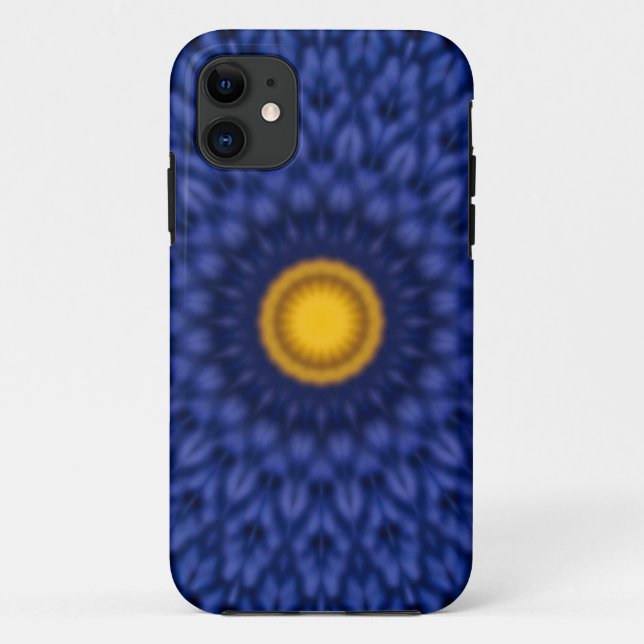 Funda De Case-Mate Para iPhone Pato en azul con caleidoscopio amarillo (Reverso)