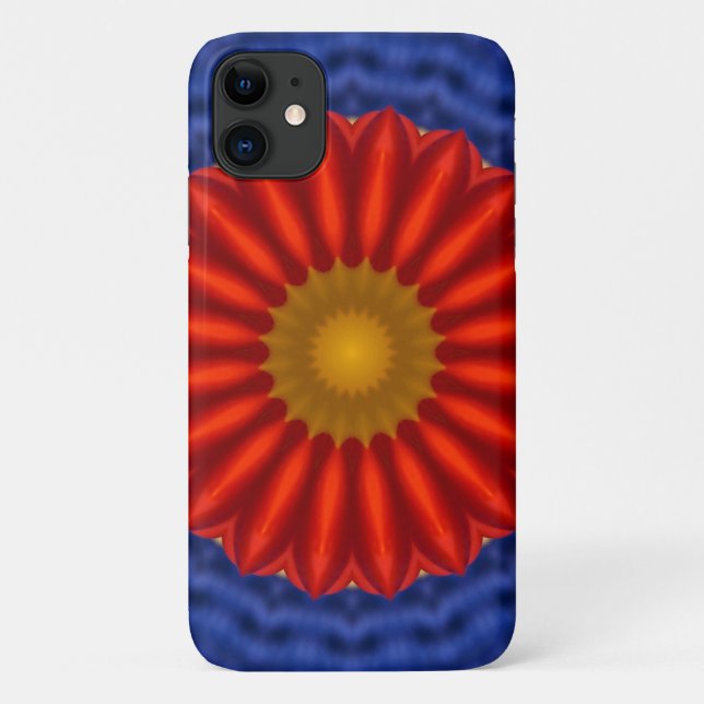 Funda De Case-Mate Para iPhone Pato sobre azul con caleidoscopio rojo (Reverso)