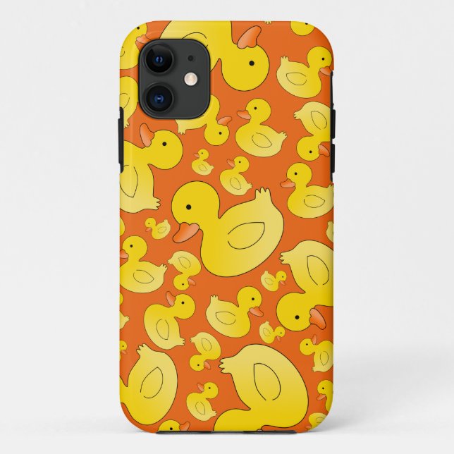 Funda De Case-Mate Para iPhone Patos de caucho naranja (Reverso)