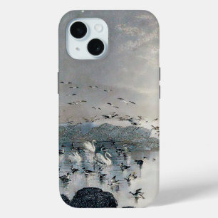 Funda Para iPhone 15 Patos, pajares y cisnes en el lago al atardecer