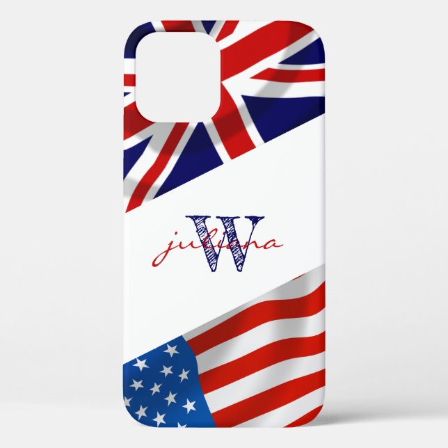 Funda De Case-Mate Para iPhone Patriótico de las Banderas Británicas Estadouniden (Reverso )