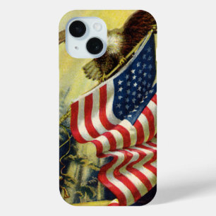 Funda Para iPhone 15 Patriotismo Antiguo, Bandera Americana del Águila