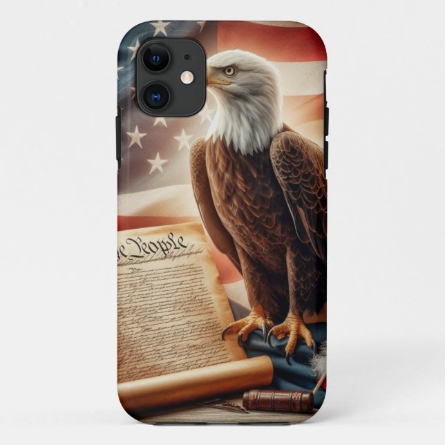 Funda De Case-Mate Para iPhone Patriotismo del águila calva estadounidense (Reverso)