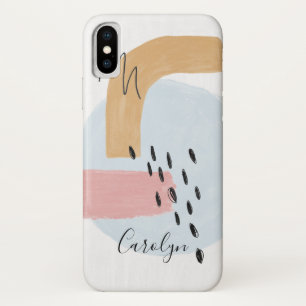 Funda Para iPhone X Patrón abstracto de acuarela azul rosa