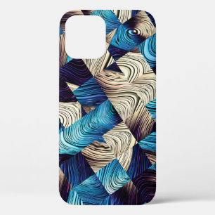 Funda Para iPhone 12 Patrón abstracto de arte digital. Imagen azul abst