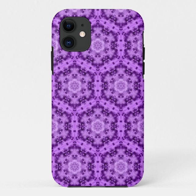 Funda De Case-Mate Para iPhone Patrón abstracto de flores púrpuras (Reverso)