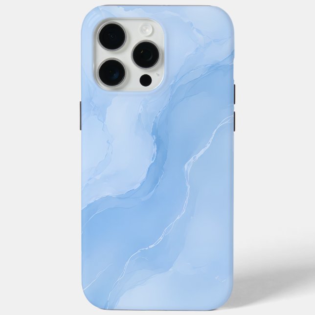 Funda De Case-Mate Para iPhone Patrón abstracto de mármol azul suave (Reverso )